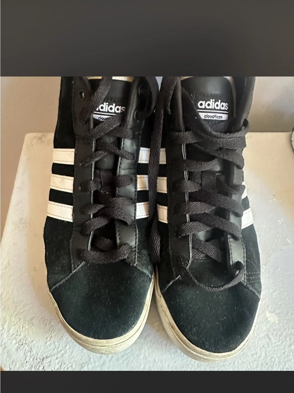 Adidas Black High-Top cloud foam Sneakers with White Stripes